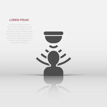 Motion sensor icon in flat style. Sensor waves with man vector illustration.. Stock Illustration