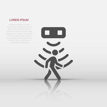 Motion sensor icon in flat style. Sensor waves with man vector illustration.. Stock Illustration