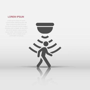 Motion sensor icon in flat style. Sensor waves with man vector illustration.. Stock Illustration