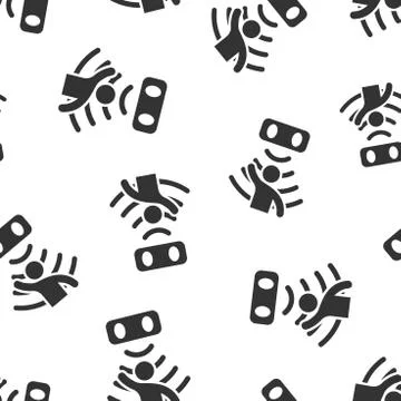Motion sensor icon seamless pattern background. Sensor waves with man vector  스톡 일러스트