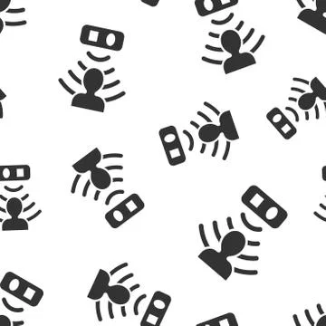 Motion sensor icon seamless pattern background. Sensor waves with man vector  Illustrazione stock