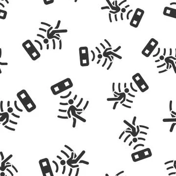Motion sensor icon seamless pattern background. Sensor waves with man vector  Stock Illustration