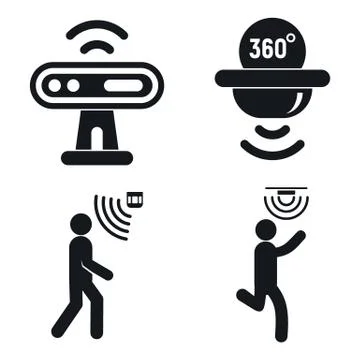 Motion sensor icons set, simple style Illustrazione stock
