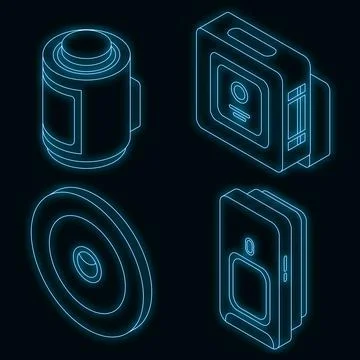 Motion sensor icons set vector neon Stock Illustration