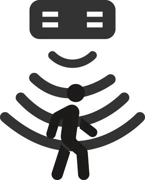 Motion sensor | Motion sensor icon with person | walking man Stock Illustration