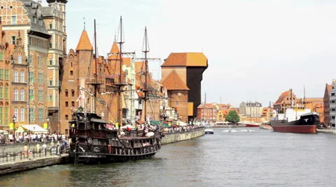 The motion of the ship on the canal. Timelapse Stock Footage 43454737