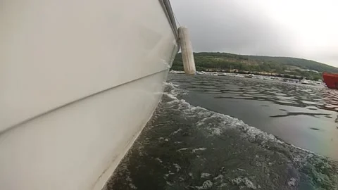 In motion, the side of the boat at sea Stock Footage 156287992