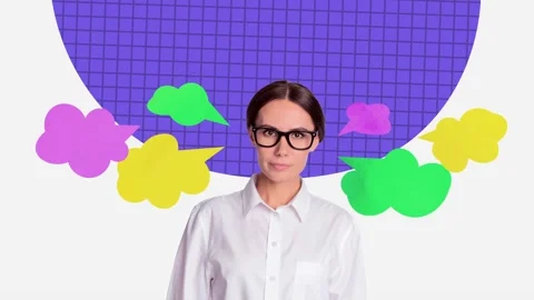 Motion sketch trend collage video of puzzled businesswoman tired workload steam Stock Footage 304501218