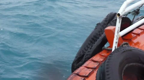 Motion Slow Wave Hit The Side Of The Ship Sea Storm. Stock Video Footage Stock Footage 49774257