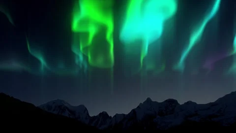 Motion of spectacular Bright realistic Aurora Borealis. Stock Footage 339176555