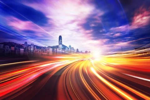 Motion Speed effect on City Stock Photos