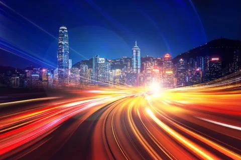 Motion Speed effect on City Stock Photos