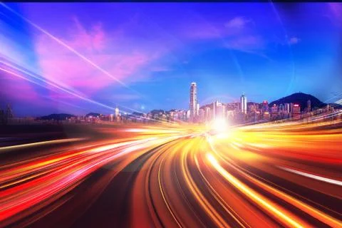 Motion Speed effect on City Stock Photos