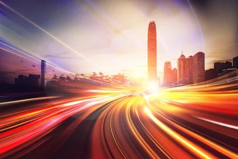 Motion Speed effect on City Stock Photos