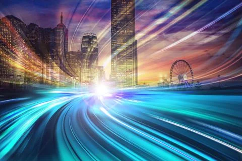 Motion Speed effect on City Stock Photos
