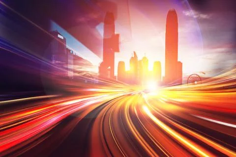 Motion Speed effect on City Stock Photos