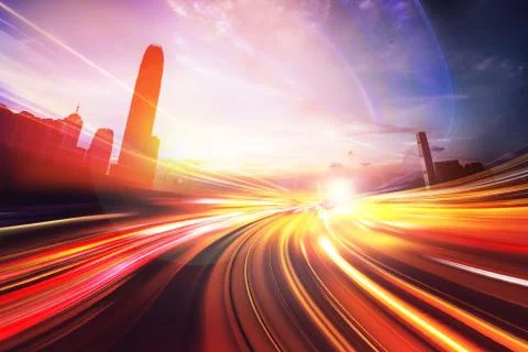 Motion Speed effect on City Stock Photos