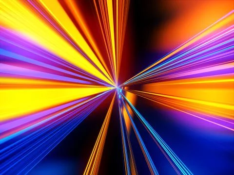 Motion speed lights. Speed motion on the neon glowing road at dark. Stock Illustration