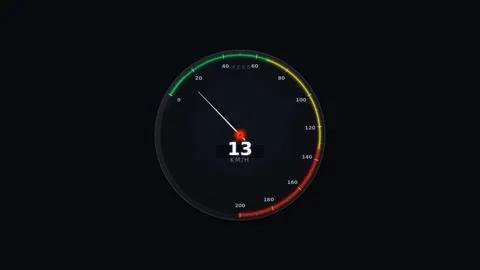 Motion Speedometer Gauge in Action Showing Speed 83 and 11 with Dynamic Col.. Stock Footage 342561617