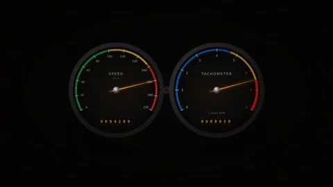 Motion of Speedometers in a Car Dashboard Showing Accelerating and Decelera.. 動画素材 342524224