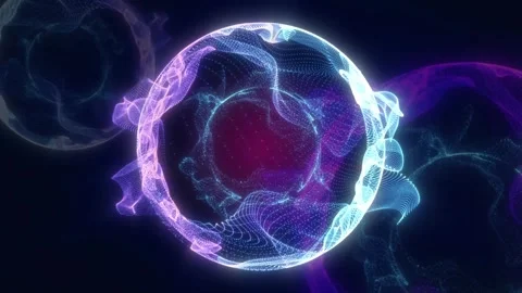 Motion Sphere grid. Animation globe. Digital futuristic background. Neon waves. Stock Footage 243567613
