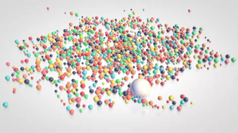 Motion on a spiral path large white ball among small glossy colorful 3d balls Stock Footage 64707992
