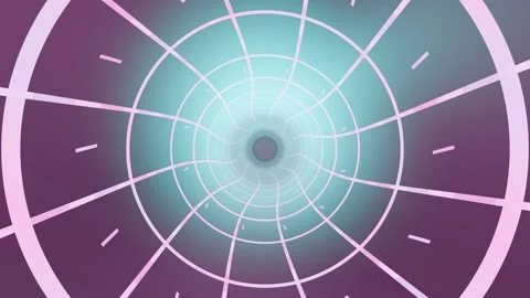 Motion in a spiral tunnel with glowing lines and light effects Stock Footage 337389901