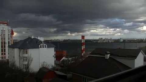 Motion storm clouds over city Stock Footage 76063669