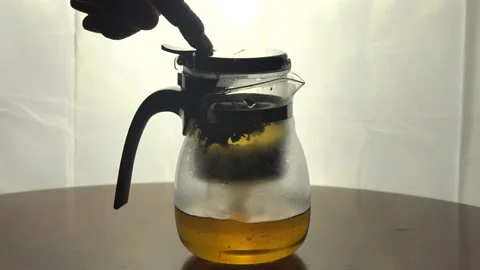 Motion of tea into tea pot, kettle Stock Footage 162846875