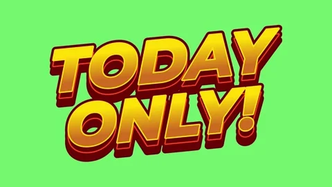 Motion text animation, Bold 3d yellow and orange text reading today only! o.. Stock Footage 331844133