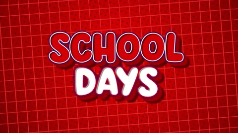 Motion text animation. School days text on red background Stock Footage 336559050