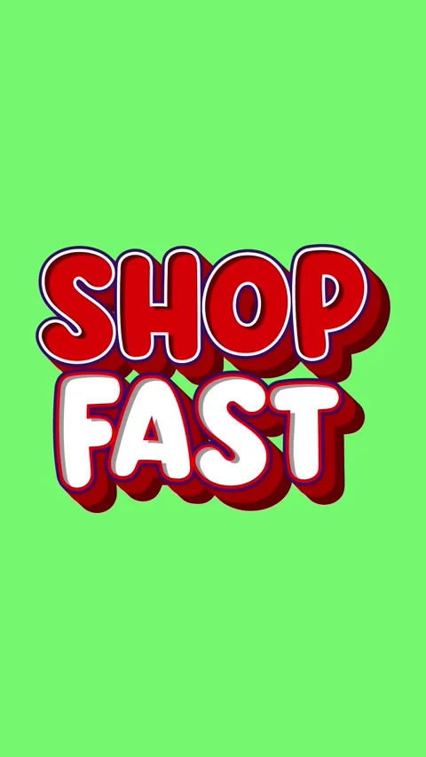 Motion text animation. Shop fast text on bright green background Stock Footage 336559052