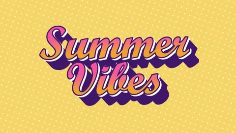 Motion text. Summer vibes text on yellow background Stock Footage 336167044