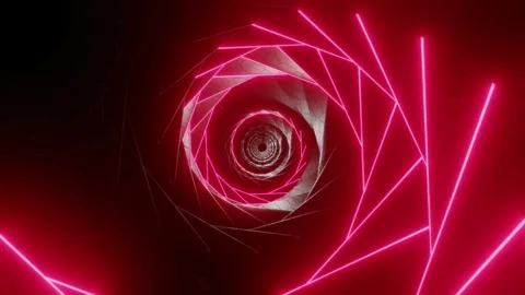 Motion through abstract glowing pink laser tunnel background Stock Footage 327524185