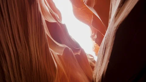 Motion Through A Beautiful Canyon With Red Sandstone Walls And Wavy Protrusions Stock Footage 98992487