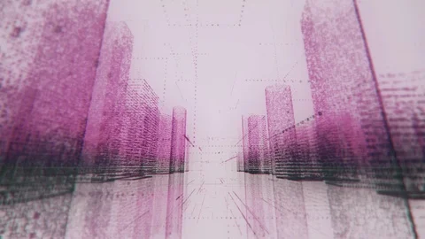 Motion through the bright purple and black colored model of abstract digital Stock Footage 125437257