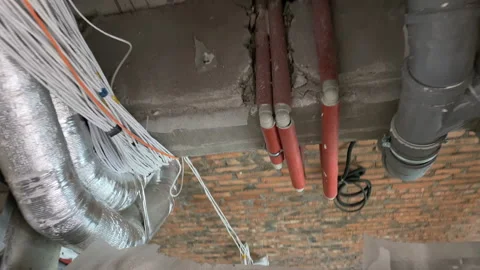Motion through communication connections in building whole Stock Footage 140352334