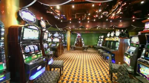 Motion through empty casino with lot of play machines around Stock-Footage 11533175