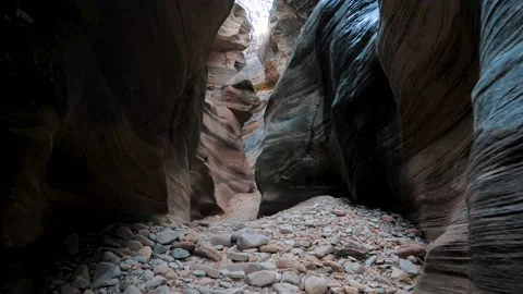 Motion Through Narrow Narrow Canyon With Smooth Wavy Walls Stock Footage 201411463