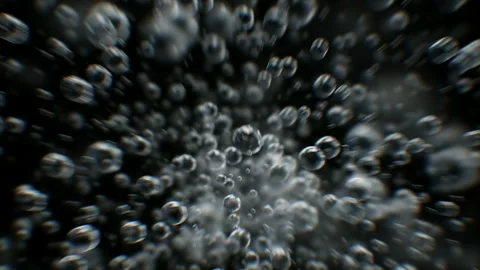Motion Through the Underwater Air Bubbles Cloud Close-up Isolated on Black and Stock Footage 221029052