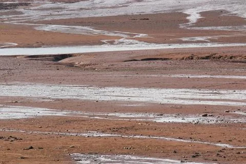 The motion of the tides carves and changes the seabed of the Minas Basin, F.. Stock Photos