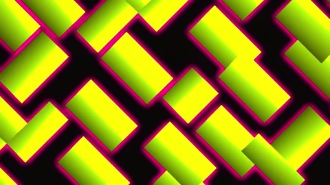 Motion tile rectangle pattern in yellow on black Stock Footage 276282346