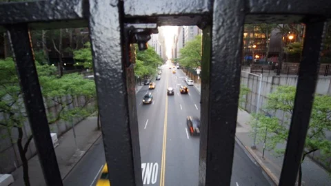 Motion Time-lapse of 42nd Street at Sunset in Summer Stock Footage 90264115