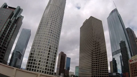 Motion time lapse of Downtown Los Angeles skyscrapers Stock Footage 87754582