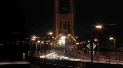 Motion Time Lapse of the Golden Gate Bridge traffic Stock Footage 46303715