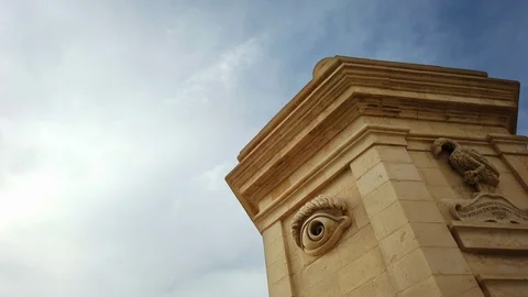 Motion time-lapse. The guard tower. Gardjola Gardens in Senglea city. Malta Stock Footage 119202111