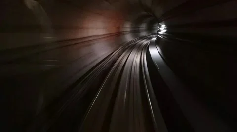 Motion time-lapse of journey on modern light rail train inside tunnel in a city Stock Footage 41271953