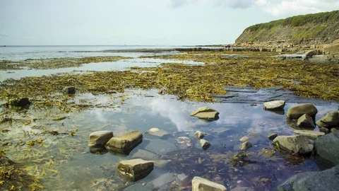 Motion Time Lapse of Kimmeridge Bay, Jurassic Coast, Dorset, UK Stock Footage