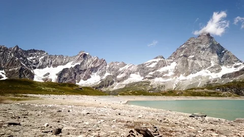 Motion time lapse of montains landscape at the lake Goillet Stock Footage 114253683