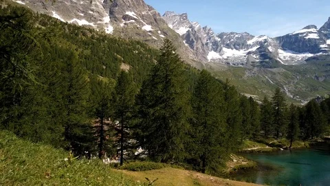 Motion time lapse video of lago blu cervinia, Valle d'aosta, Italy Stock Footage 114181317